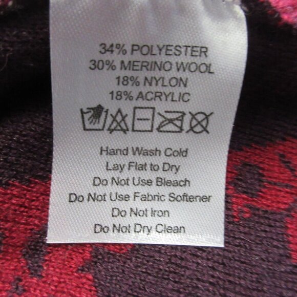 Neve Women Full Zip Sweater M Red Merino Wool Snowflake Maya Performance 292 - Picture 4 of 9